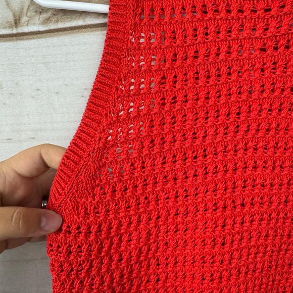 Madewell Crushed Watermelon Crochet-Knit Crewneck Sweater Tank Size Small - Picture 5 of 12